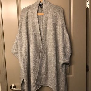 Grey oversized sweater poncho